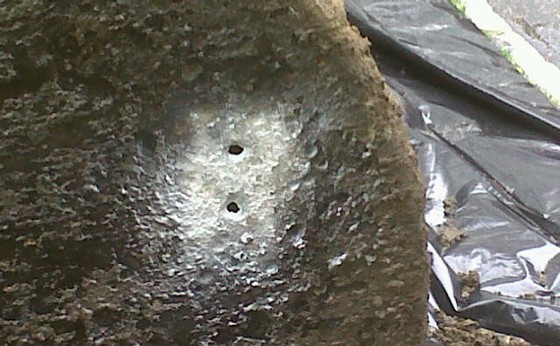 Marked holes in tank after removal